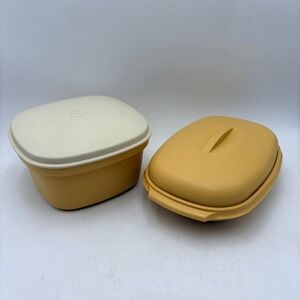 Vintage Tupperware Harvest Gold Multi-Server Steamer Set 888-8 889-9 2-Piece Lot
